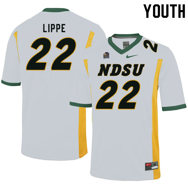 Youth #22 Jake Lippe North Dakota State Bison College Football Jerseys Sale-White